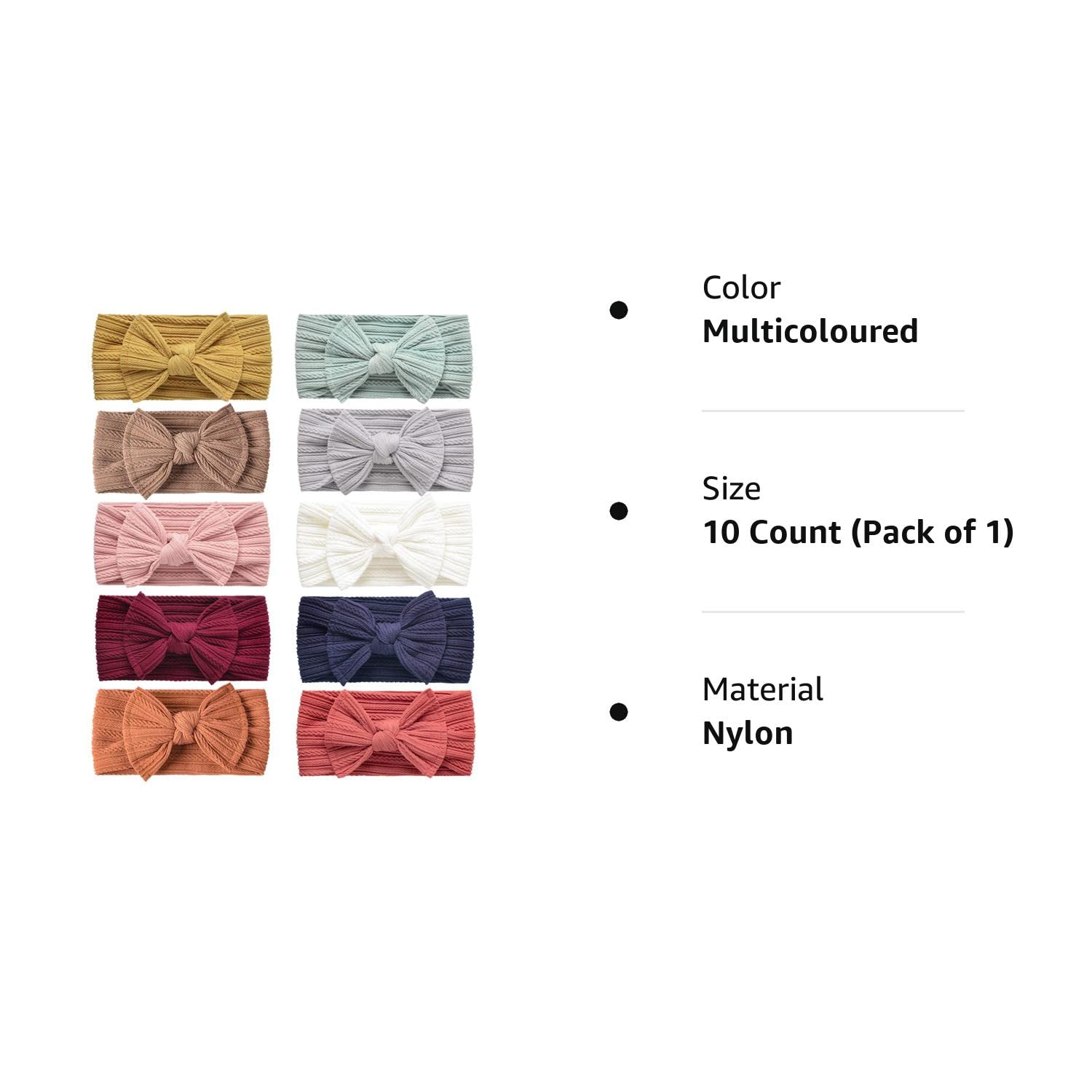 Niceye Handmade Baby Headbands Stretchy Nylon Headband with Bows for Infant Baby Toddler Girls- Pack of 10 - Image 8